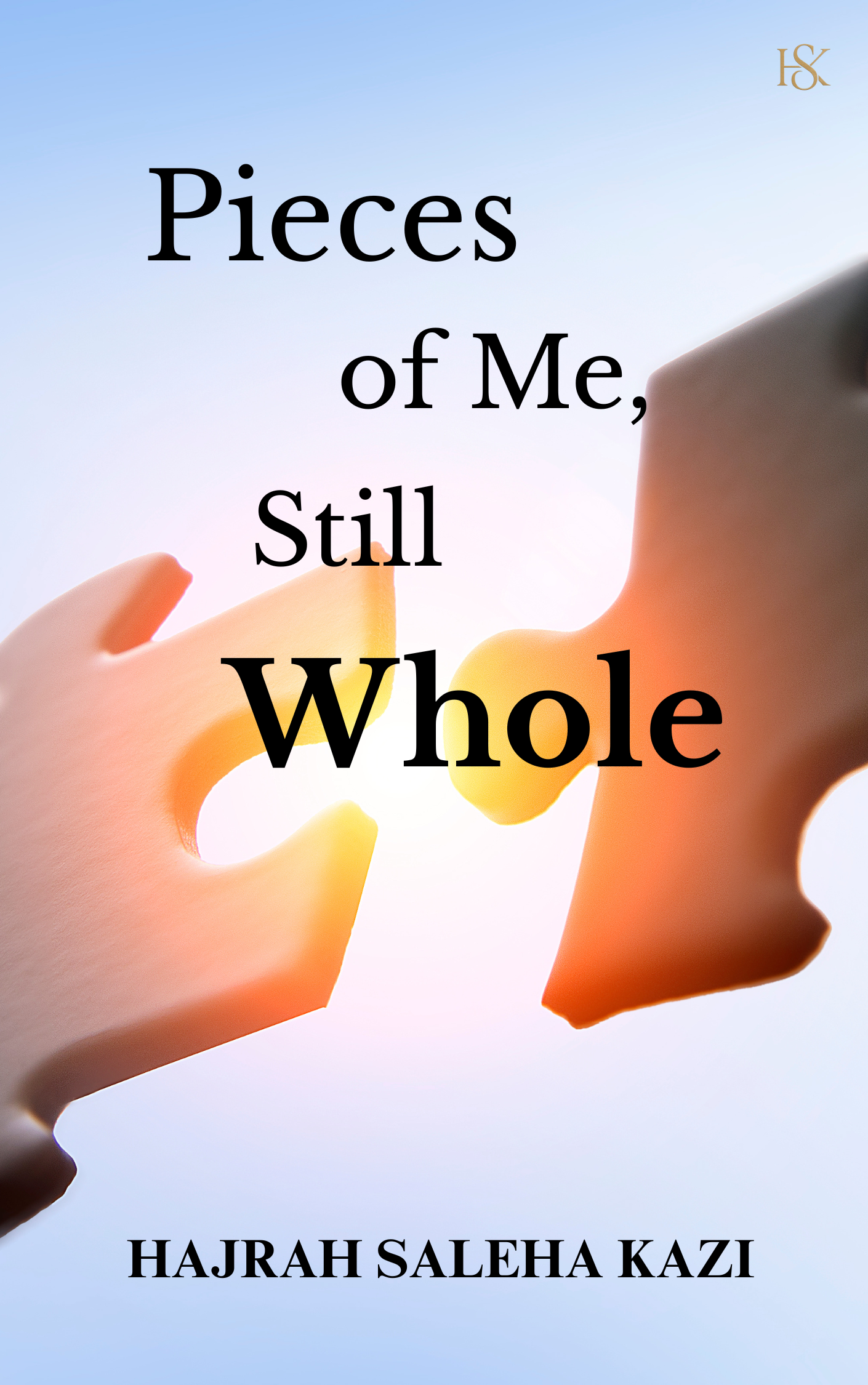 Pieces of Me, Still Whole book cover showing abstract puzzle shapes and elegant styling
